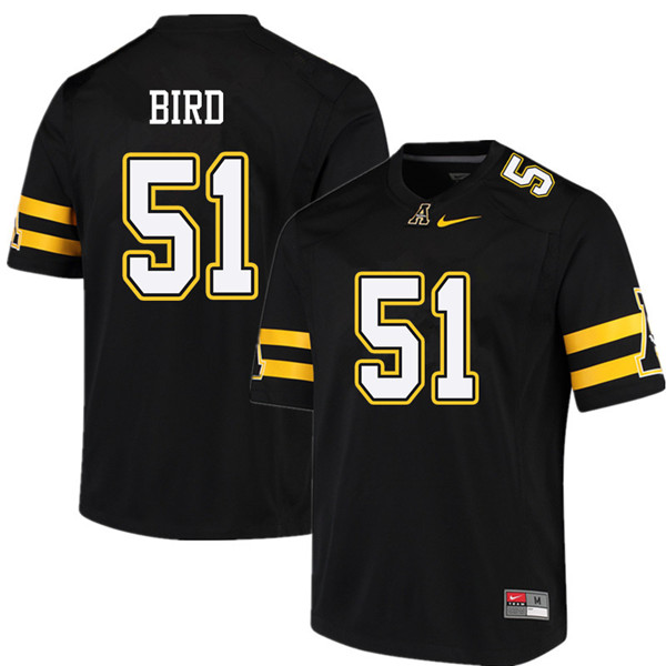 Men #51 Tyler Bird Appalachian State Mountaineers College Football Jerseys Sale-Black